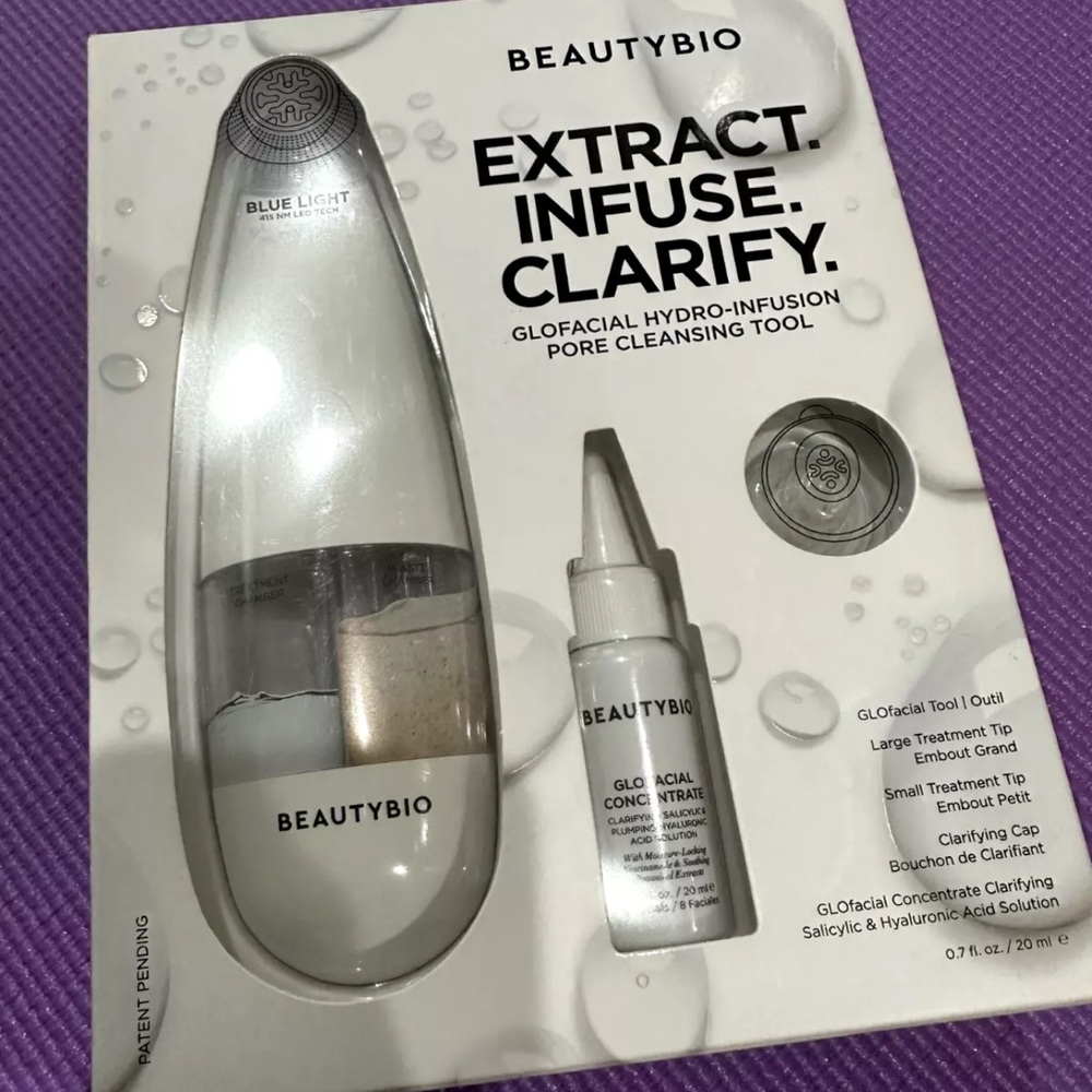 BeautyBio GLOfacial $199 Value Deep Pore Cleansing Tool + Blue LED Clarifying